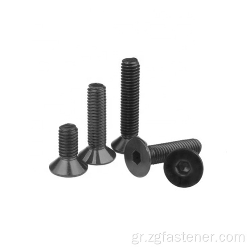 Βαθμός 8.8 Μαύρος ψευδάργυρος Hex Socket Flat Head